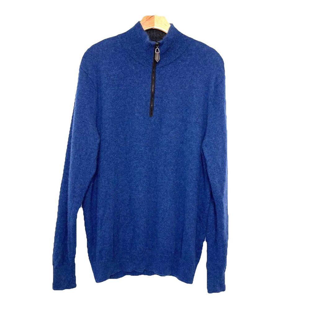 The Cashmere Project 1/4 Zip Mens Medium Navy Blue Sweater Super Soft Preppy